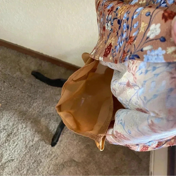 Aritzia Wilfred Free Fable Mini Dress Terracotta Tie Straps Tiered Smocked: 14 - Picture 13 of 14